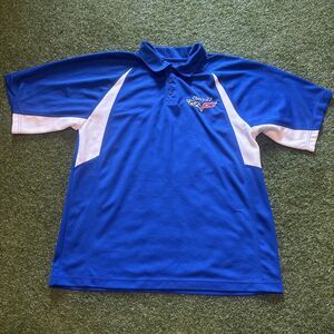 Vintage Embroidered Chevy 21 Corvette Blue Polo Golf Shirt Mens XL